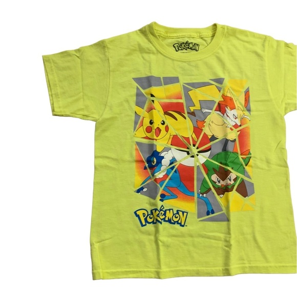 Pokémon | Neon Yellow Short Sleeve Shirt Tee Pikachu  Size Large 10/12 - Picture 2 of 6